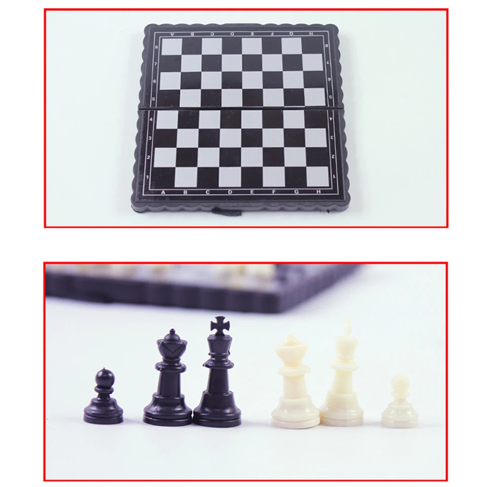 Plastic Mini Chess Set Portable Game of International Chess 13*13cm Folding Chessboard Family Board Game Toy Gift for Kids