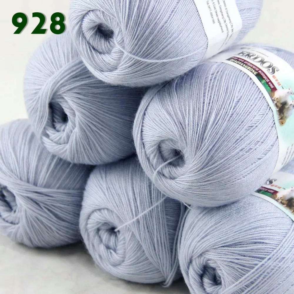 Lot of 6 Skeins Fine Lace Soft Wool Acrylic Cashmere Yarn Knitting Light Silver 928 | Дом и сад