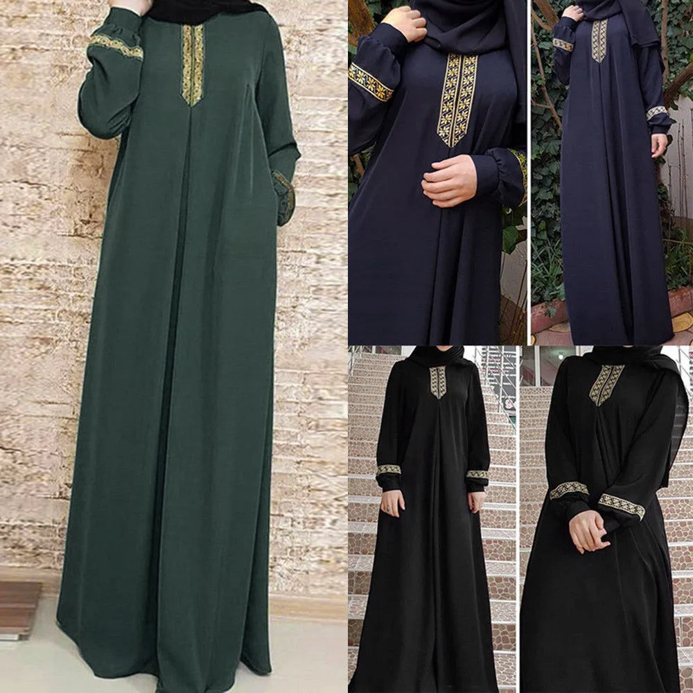 2019 NEW Women's large size print Abaya Jilbab Muslim long dress casual ...