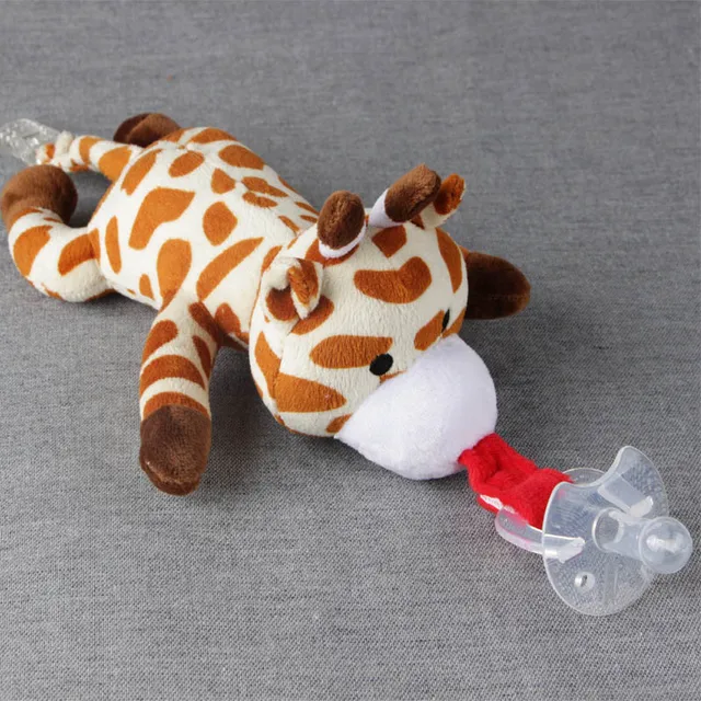 Buy Baby Pacifiers Holder with Plush Animal Toy