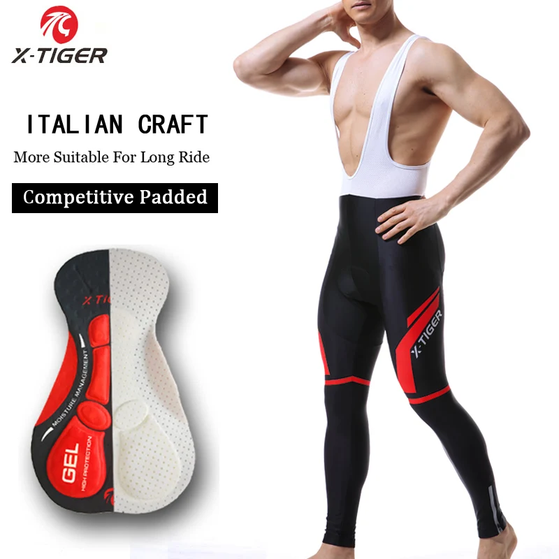 

X-TIGER 5D Padded Coolmax Gel Long Cycling Bib Pants MTB Bike Bicycle Racing Bib Shorts Breathable Bib Pants for Autumn