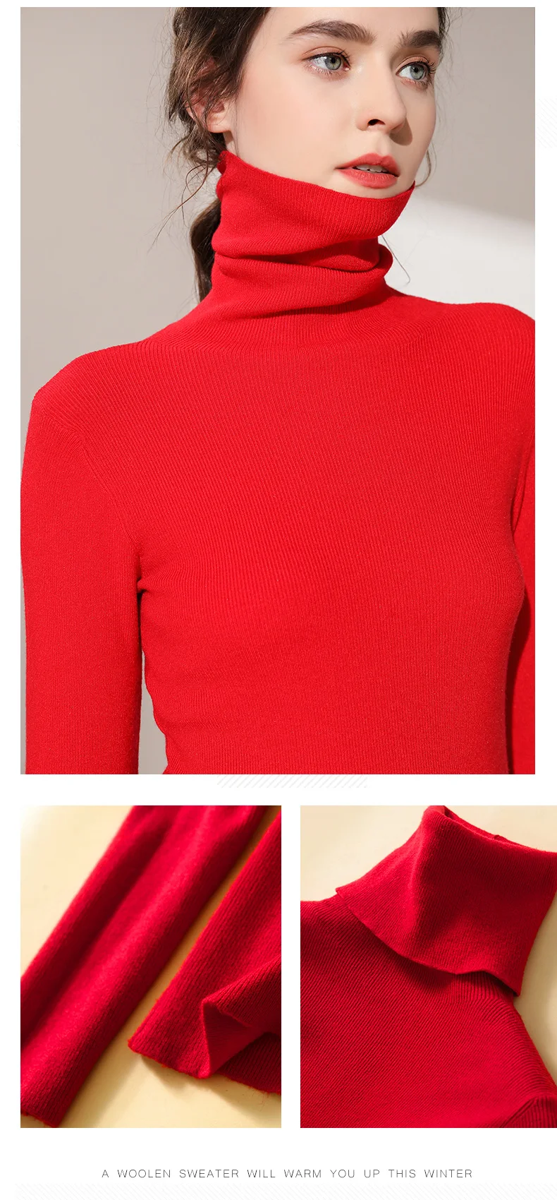 Lafarvie тонкий вязаный свитер из смеси на основе кашемира женские топы Водолазка с длинным рукавом теплый пуловер Женский вязаный джемпер 5 цветов
