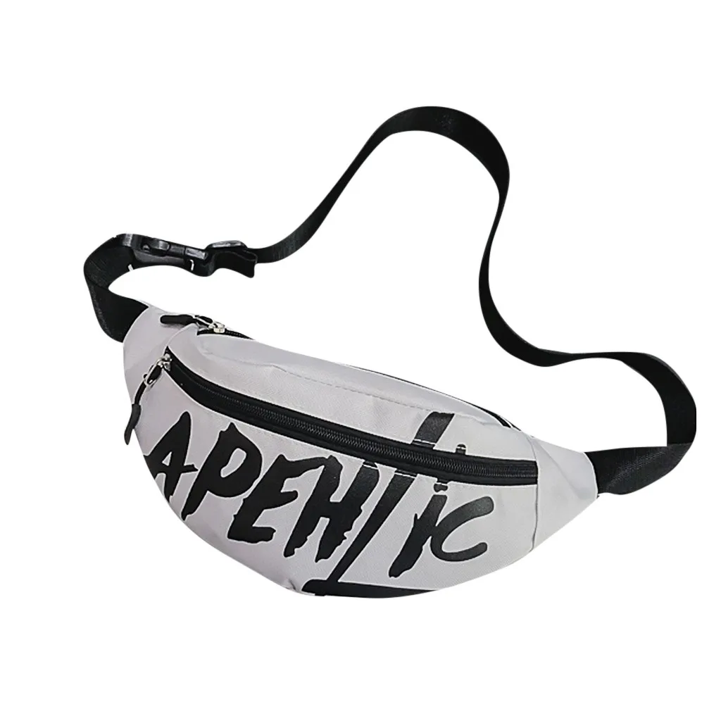 

Couple Schoolbag Travel Hiking Unisex Fashio Bag Letter Collection Waist Pack Oxford Casual Waist Bag #P5