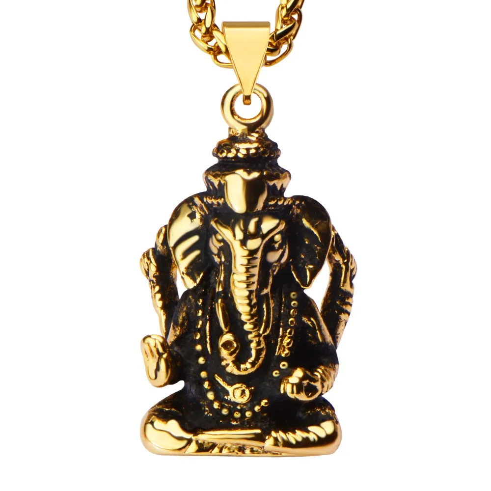 Ganesha Statue Gold Color Pendant Hindu Ganapati Vinayaka God Pendant