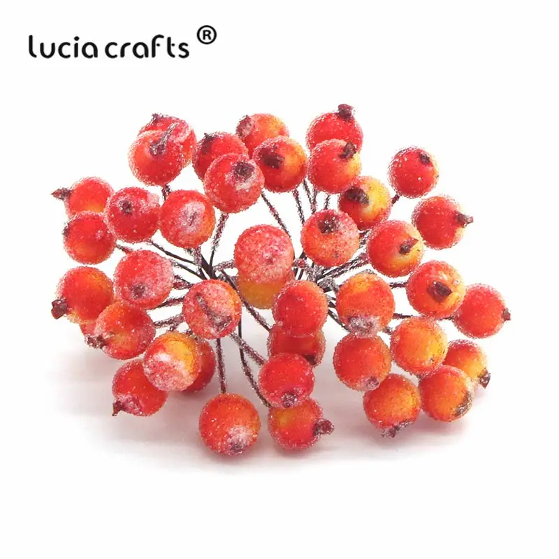 Lucia crafts 1 букет(40 голов) искусственный фруктовый цветок, ягоды, тычинки, декор для свадебной вечеринки, сделай сам, скрапбукинг, материал A0505 - Цвет: Orange red