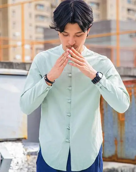 MXL 9 Colors Long Sleeve Mens Linen Shirts For Beach Wedding