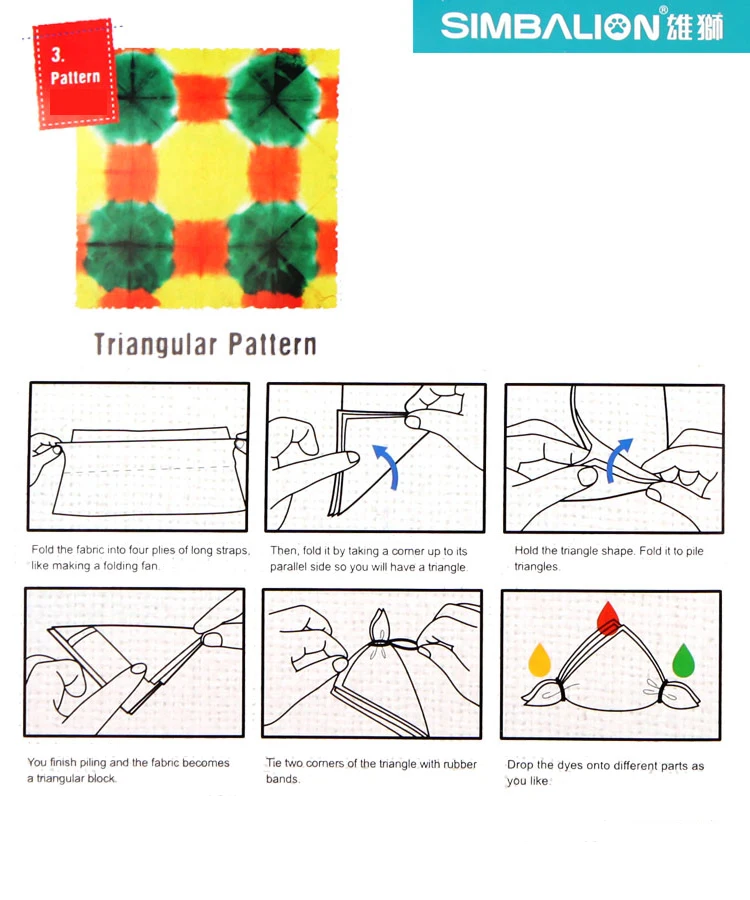 SIMBALION Канцелярский набор Радужный краска с текстильной ткани пигмент галстук красить Руководство бумаги материал может DIY 6 цветов краски