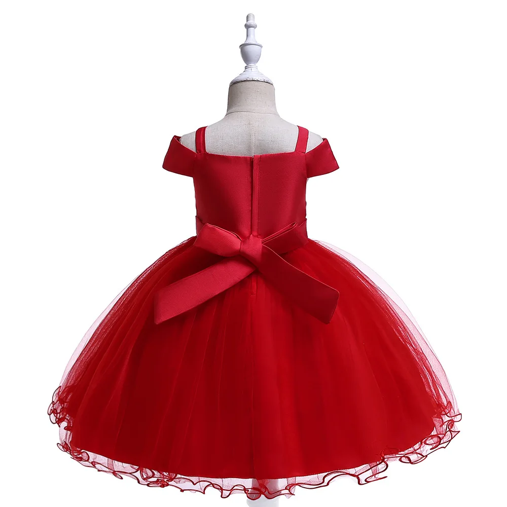 Детские платья с бисером для девочек; Рождественская одежда для детей; платье принцессы для дня рождения; свадебное платье с бантом для маленьких девочек