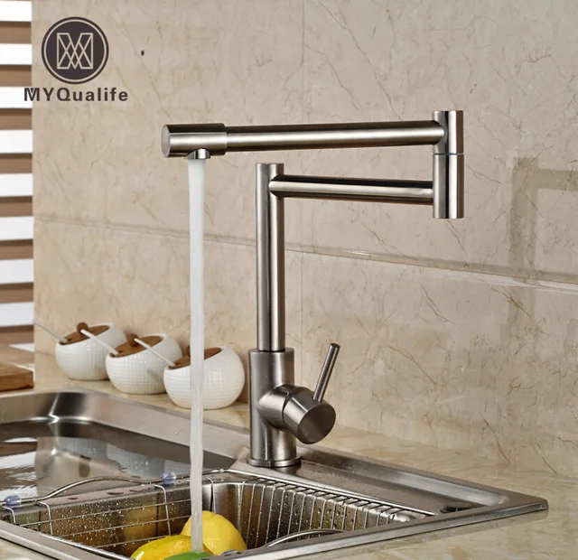 Special Price Brushed Nickel Folding Stretch Kitchen Faucet Deck Mount Single Handle Rotation Kitchen Mixer with hot and cold Water Taps Special Price Brushed Nickel Folding Stretch Kitchen Faucet Deck Mount Single Handle Rotation Kitchen Mixer with hot and cold Water Taps