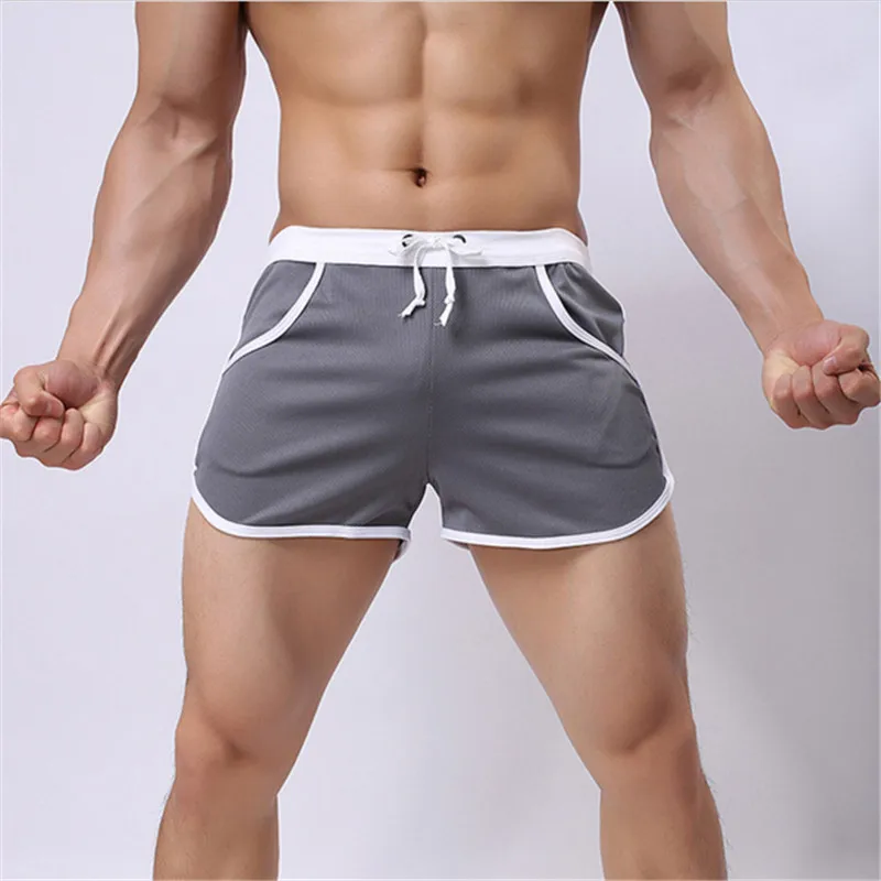 Summer Mens Brand New Sport Running Shorts Man Shorts Gym Pocket Straps Bodybuilding Male Fitness Beach Shorts 6 Colors Optional