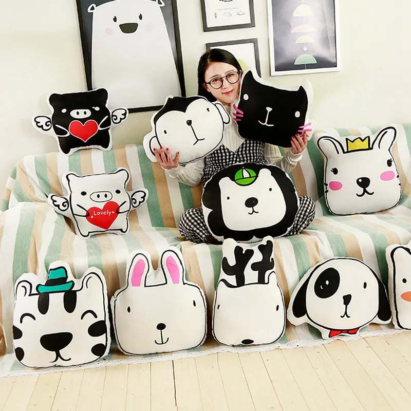 1pc Ins Cartoon Plush Animals Pillow Stuffed Sheep Dog Cat Bear Tiger Monkey Rabbit Pig Lion Pillow Toys Birthday Gift 1pc Ins Cartoon Plush Animals Pillow Stuffed Sheep Dog Cat Bear Tiger Monkey Rabbit Pig Lion Pillow Toys Birthday Gift