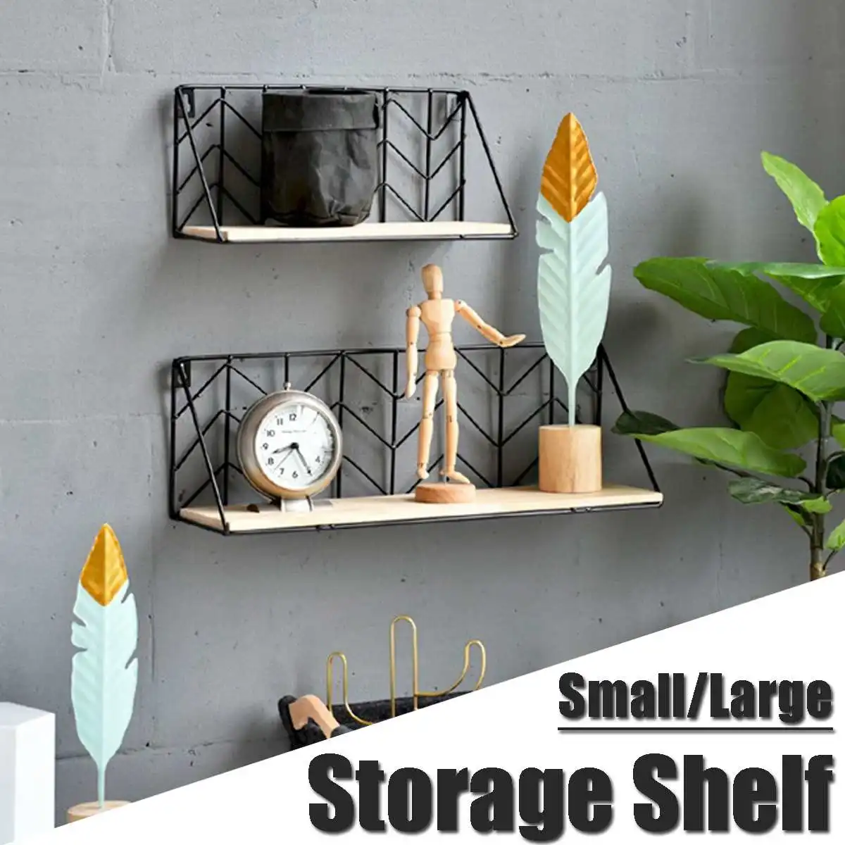 

Nordic Style Shelves Wall Decoration Storage Shelf Wall-mounted Hanging Iron Flower Holder Storage Rack For Sundries Books Snack