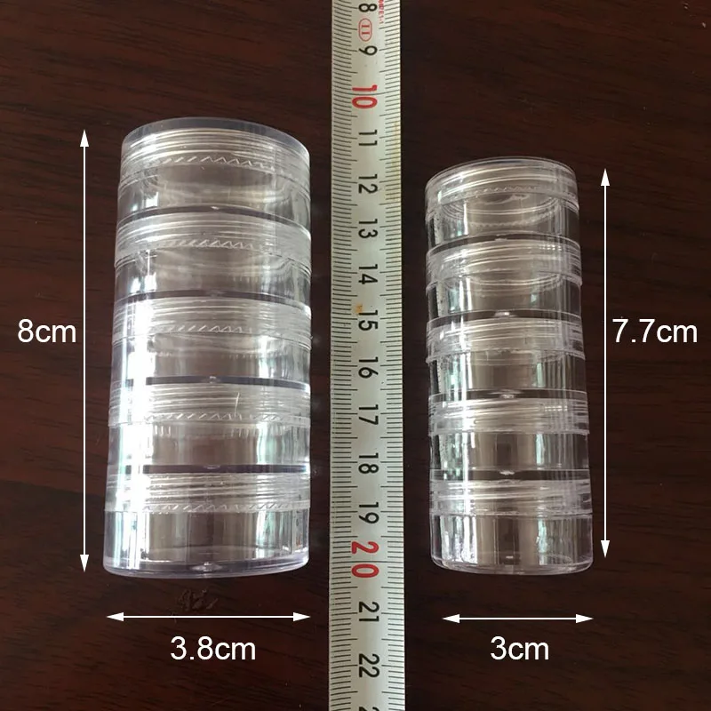5 Слои цилиндр прозрачный пустой Пластик хранения Коробки стразы из бисера Камни чехол