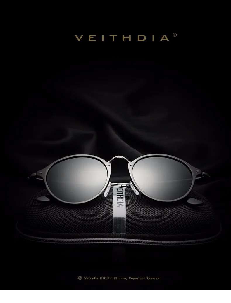 Круглые солнцезащитные очки унисекс VEITHDIA, дизайнерские модные очки с поляризационными стеклами и зеркальным покрытием, для мужчин/женщин, модель 6358