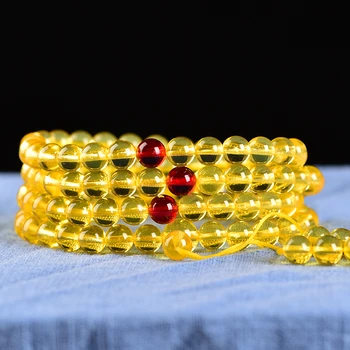

Gold pearl 108 beads bracelet honey wax stone round beads necklace many men and women gifts for the elderly lady gifts.