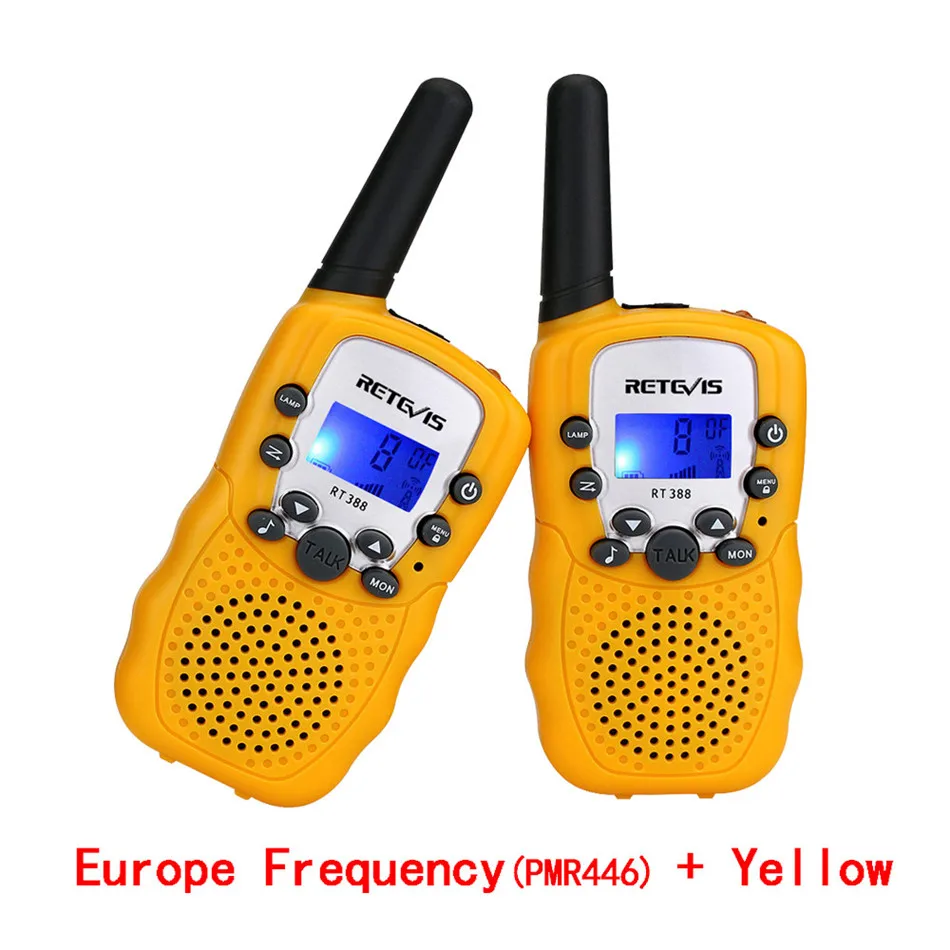EU Freq and Yellow 2 шт. Retevis RT388 детская рация детская игрушка радио 0,5 Вт ПМР PMR446 ФРС VOX фонарик 2 портативных радиостанций КВ трансивер - Цвет: EU Freq and Yellow