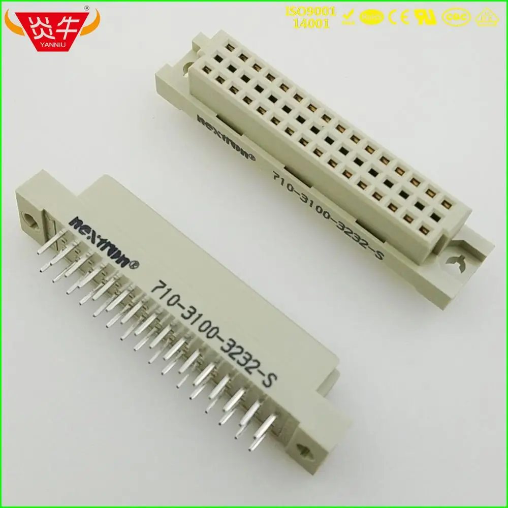 Разъем DIN 332 DIN41612 710 3100 3232 S 2*16P 32PIN женские прямые контакты европейская розетка 9001