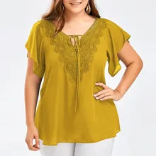 plus size lace up shirt