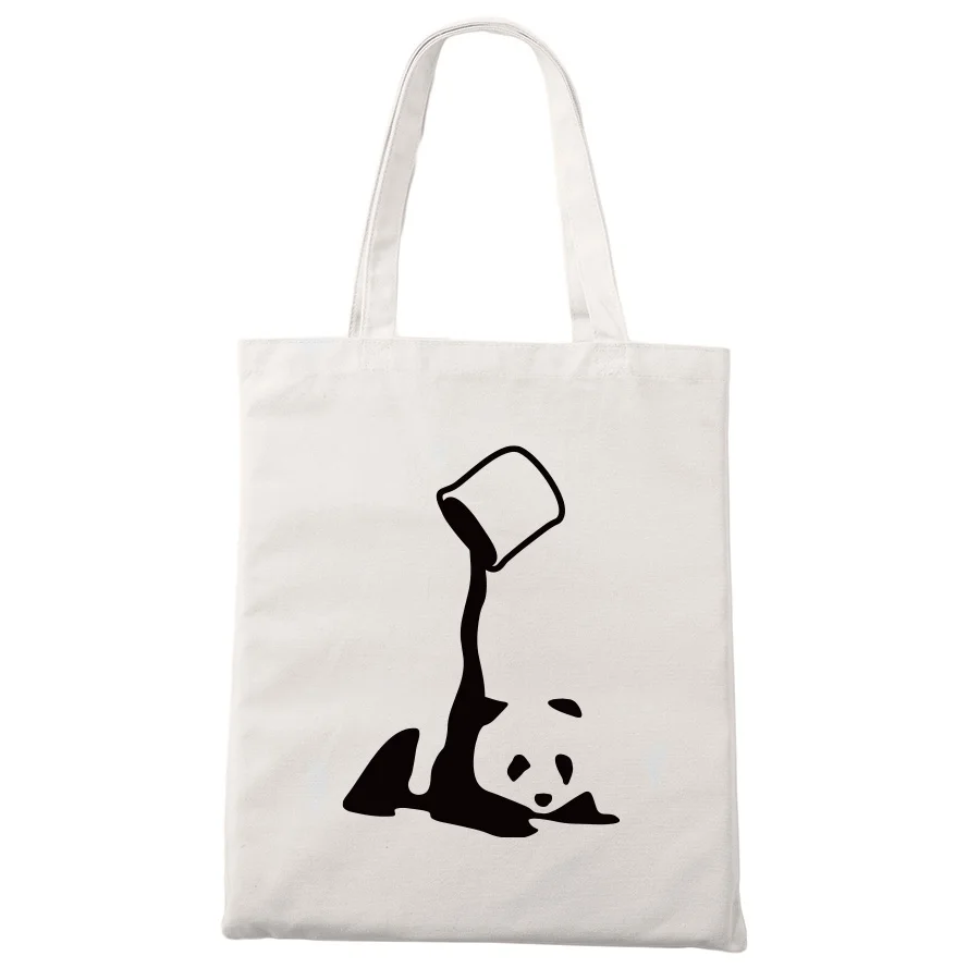 Cute Panda Canvas Bag Kawaii Anime Fashion Shopping Travel Large Reusable Tote Bags Men Women Cute Panda Canvas Bag Kawaii Anime Fashion Shopping Travel Large Reusable Tote Bags Men Women
