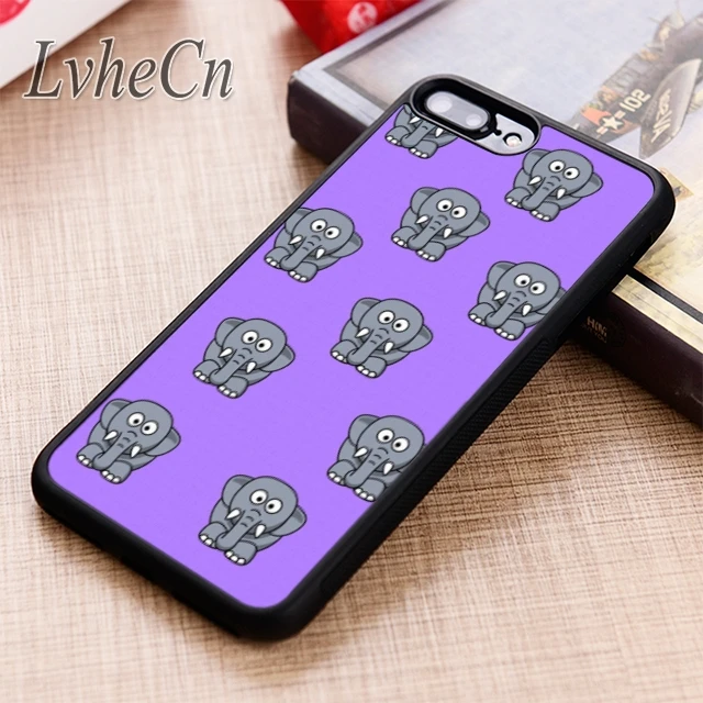 LvheCn фиолетовый чехол для телефона с забавным рисунком слона iPhone 5 6s 7 8 plus 11 12 Pro X XR XS