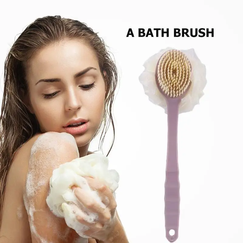 

2 in 1 Long Handle Bath Shower Back Brush Scrubber Skin Body Cleaning Tools Woman Man Skin Care Dry Body Brush