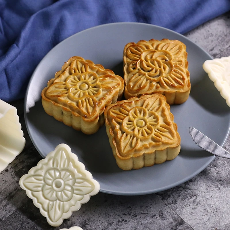 5 шт. штампы 50 г квадратный Цветок Луна Торт Плесень Кондитерские Mooncake ручной DIY инструмент