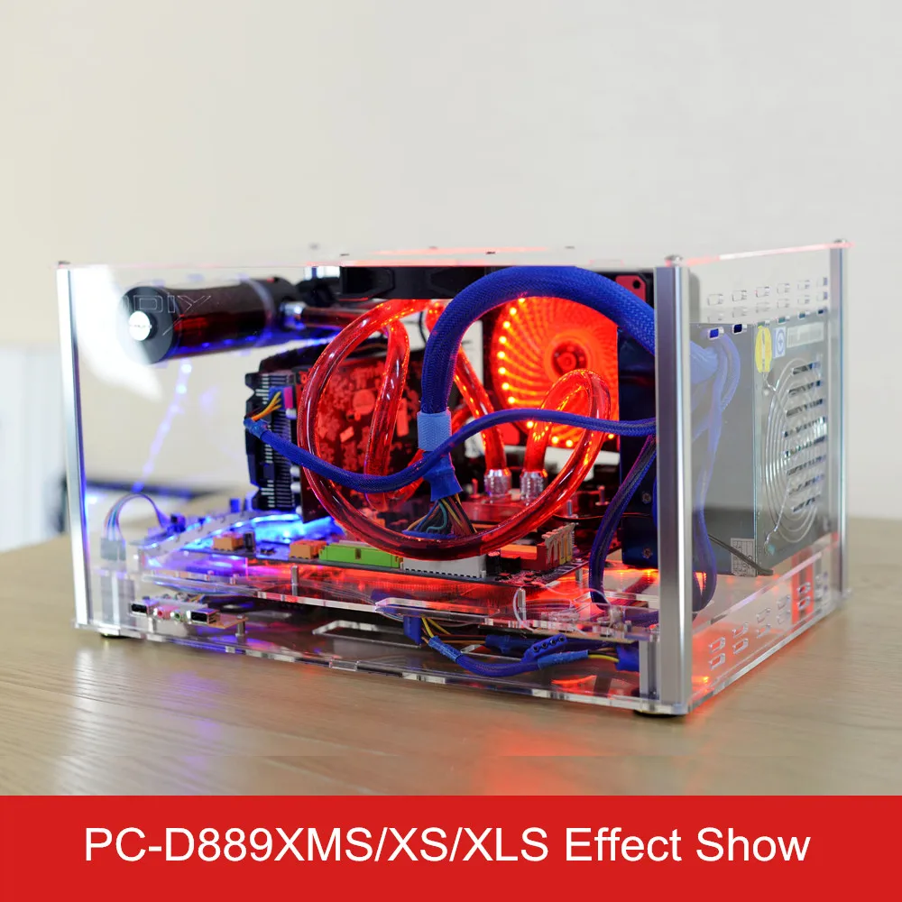 QDIY PC D889XMS Horizontal MircoATX HTPC Acrylic ...