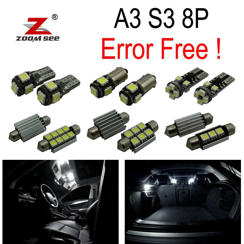 

12pc X canbus LED Interior dome map Light Kit Package for Audi A3 S3 8P (2003-2013)