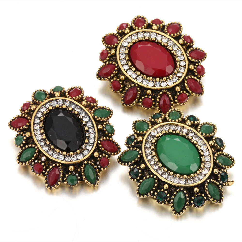 New Retro crystal snap button jewelry fit for 18mm snap button