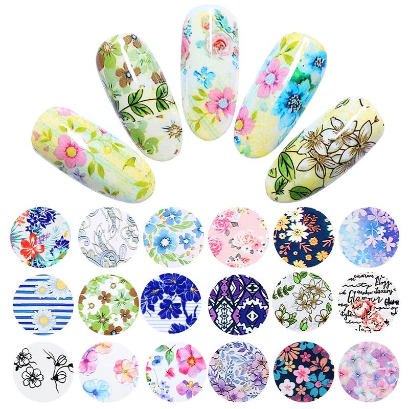 

Nail Foils Mixed Flower Patterns DIY Nail Tips Water Decals Transfer Stickers Design Nail Art Decoration Accessories