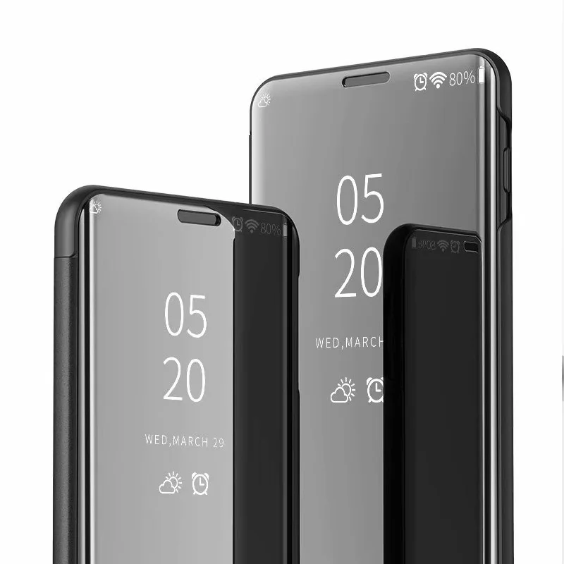Умный зеркальный флип чехол для Huawei Honor 8A 10Lite p Smart 2019 прозрачный Enjoy 9