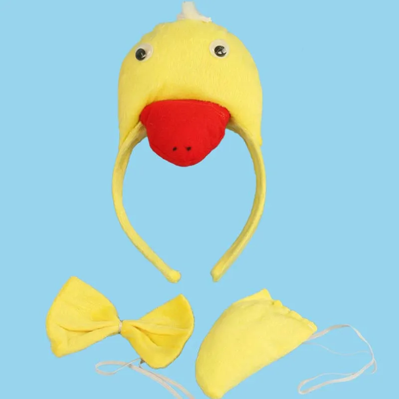 

Children Adults Animal Yellow Duck Headband Bow Tie Tail Cosplay 3pcs Set Performance Props Party Decor Halloween