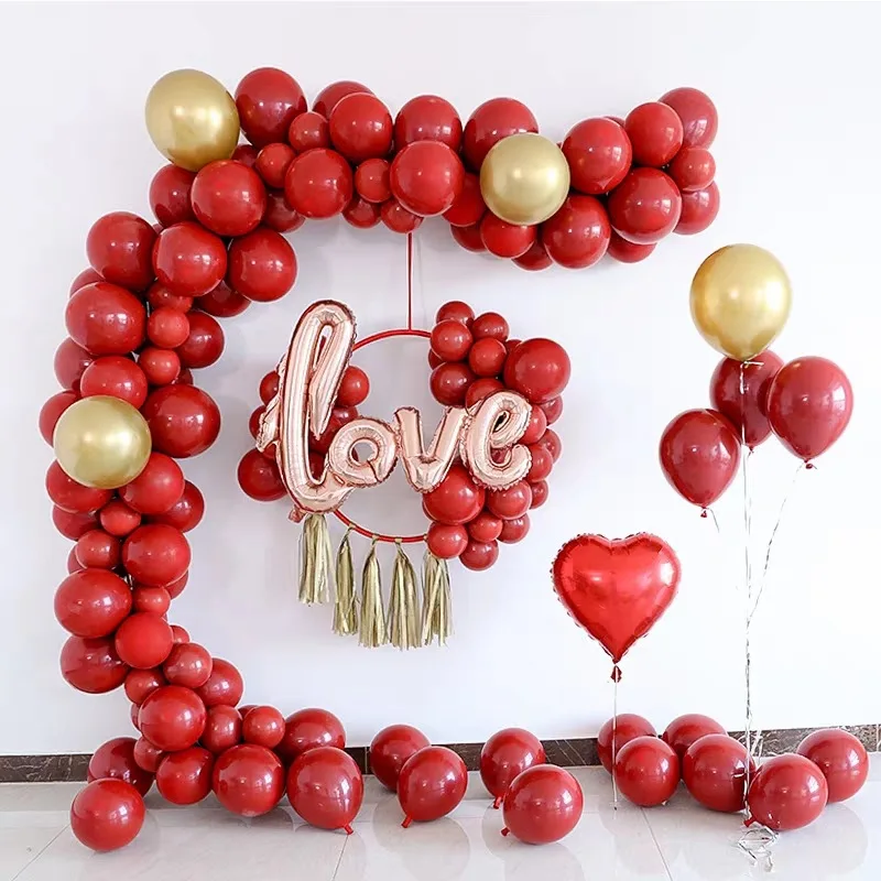 100 штук Рубин красный латексный воздушные шары Свадебные номера День Святого Валентина вечерние украшения поставки юбилей, вечеринка