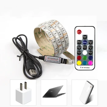 

1m 3m 5m SMD5050 DC 5V USB charger power supply LED strip light RGB remote control USB cable adapter LED lamp Decor light