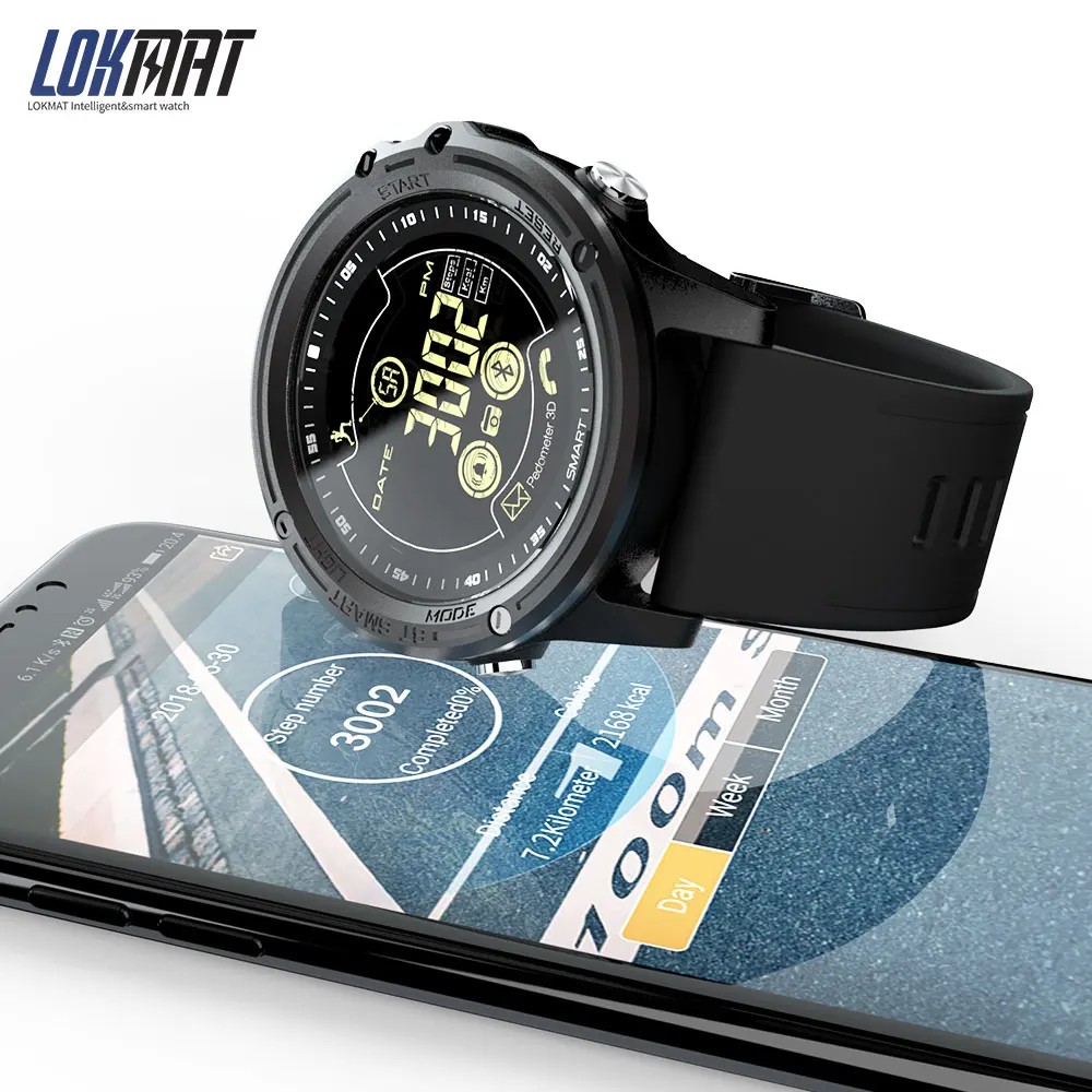 LOKMAT Smart Watch Sport шагомер Водонепроницаемый IP68 Bluetooth Для мужчин цифровые часы напоминание SmartWatch для ios телефона Android