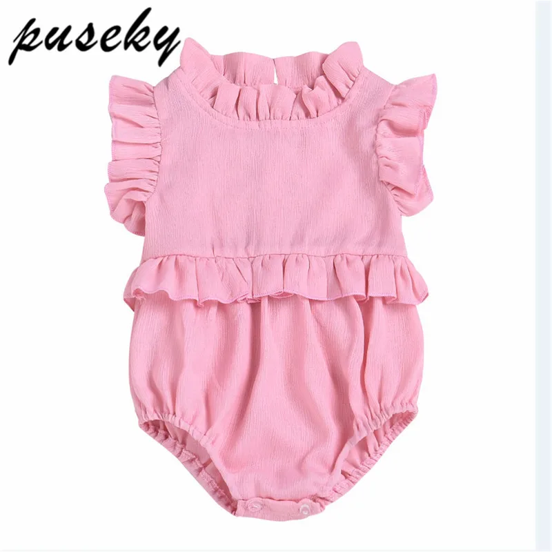 Puseky Pink Newborn Infant Baby Girl Clothing Princess Romper Ruffles ...