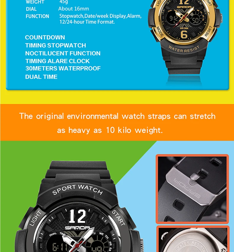 Сандалии Брендовая детская кварцевые часы моды спортивные часы для мальчиков и девочек студентов Универсальный цифровой часы