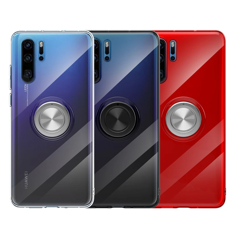 

Alxun For Huawei P30 Pro Case Luxury Transparent Soft Silicone TPU Protection Ring Magnetism Cover Case For P20 P30 Mate 20
