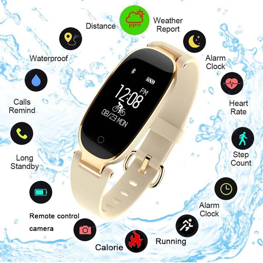 

2019 Fashion Smart Watch Women IP67 Waterproof Heart Rate Monitor Fitness Tracker relogio Smartwatch For iOS Android