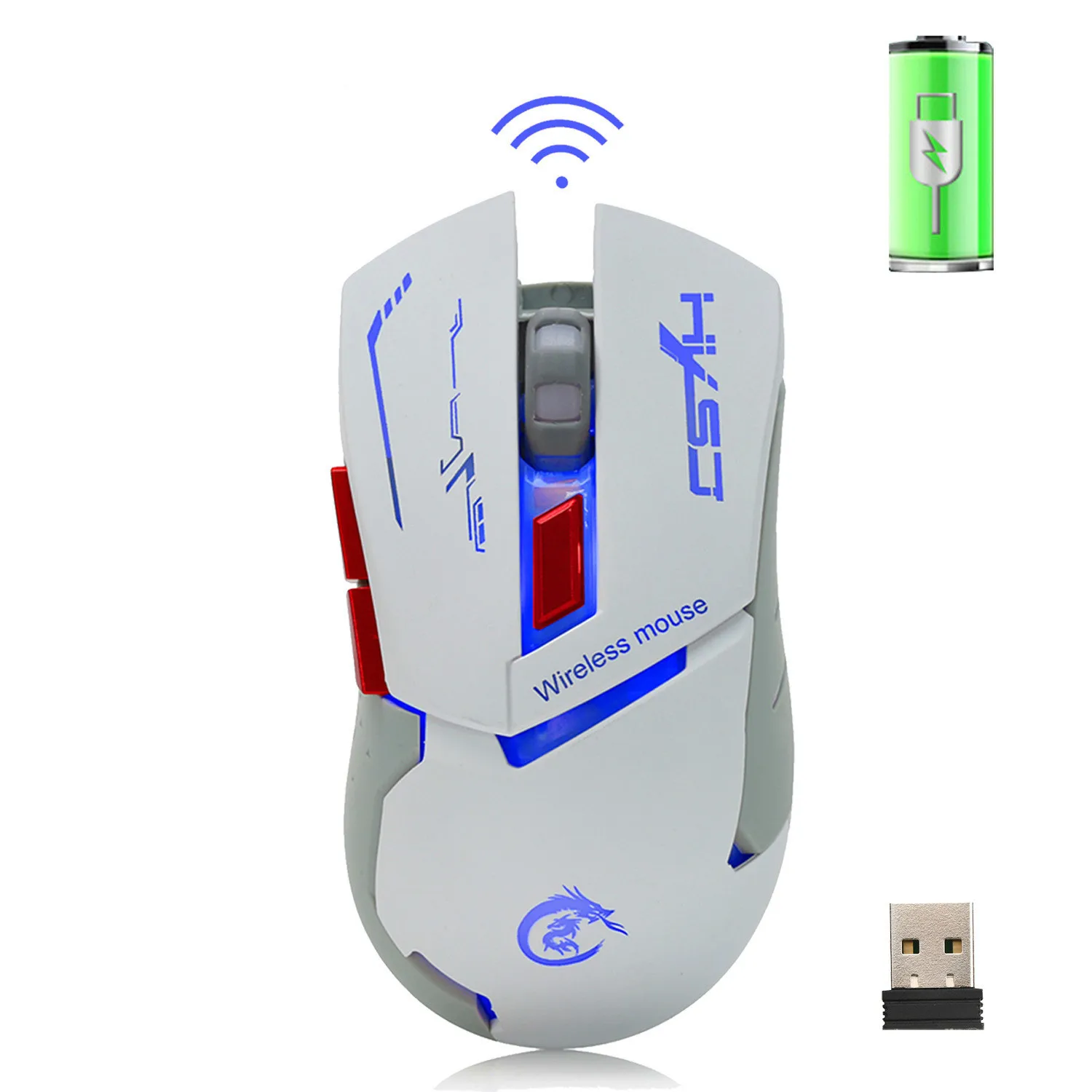 Беспроводной Мышь игровая клавиатура 2,4 ГГц USB компьютерная мышь оптико-электронный Мышь красочные свечение Регулируемый 1200/1600/2400 Точек на дюйм для портативных ПК
