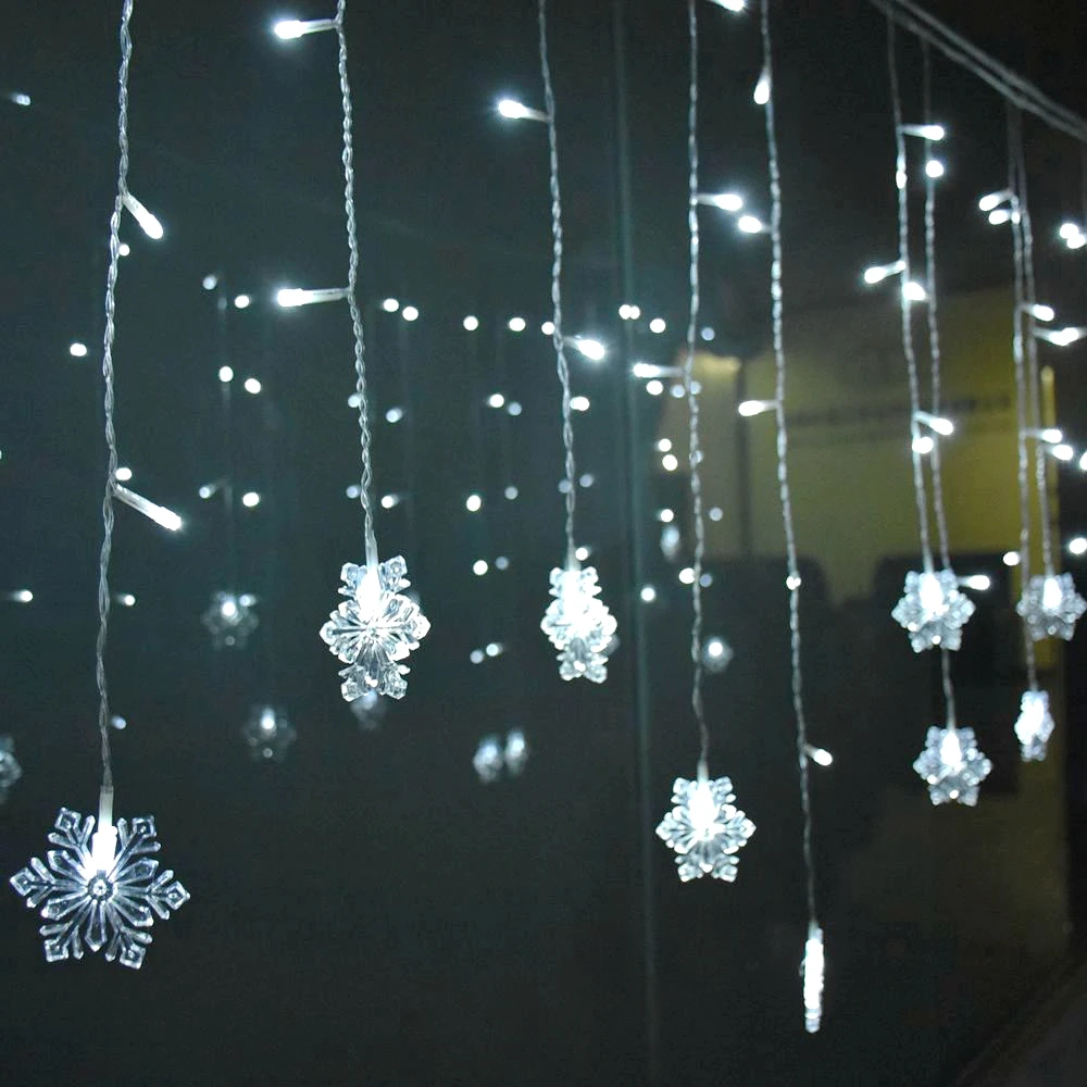 

Snowflake Curtain Icicle String Light 220V 5m 96Leds Christmas Garland LED Faiy Xmas Party Garden Stage Outdoor Decorative Light