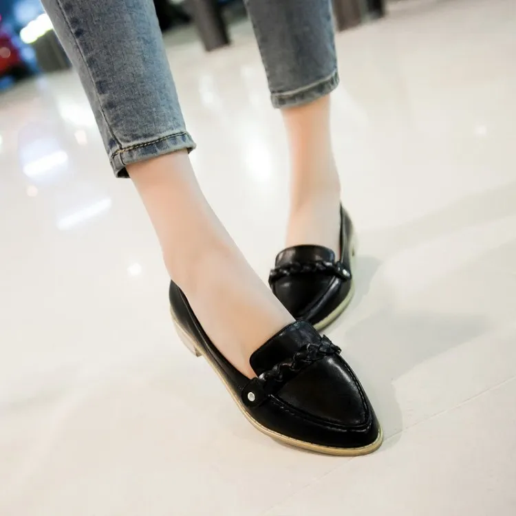 

2016 pointed toe british style plain single low-heeled shoes customize small 33 plus size 40 - 43 - 48 work shoes