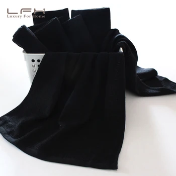 

35X75CM Thicken Black Towel Cotton Large Hand Towels Multipurpose Use for Bath Hand Face Gym and Spa Ultra soft Towels