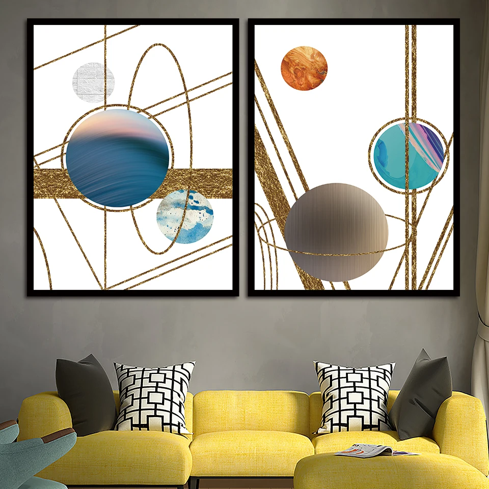 Modern Colorful Abstract Circle Art Print Poster Geometric Wall