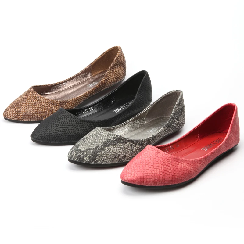 

Female's Beyarne Zapatos Mujer 2016 New Printing Leather Pointy Toe Plus size 41 Thin Lady Ballerina Shoes On Platform Slip-On