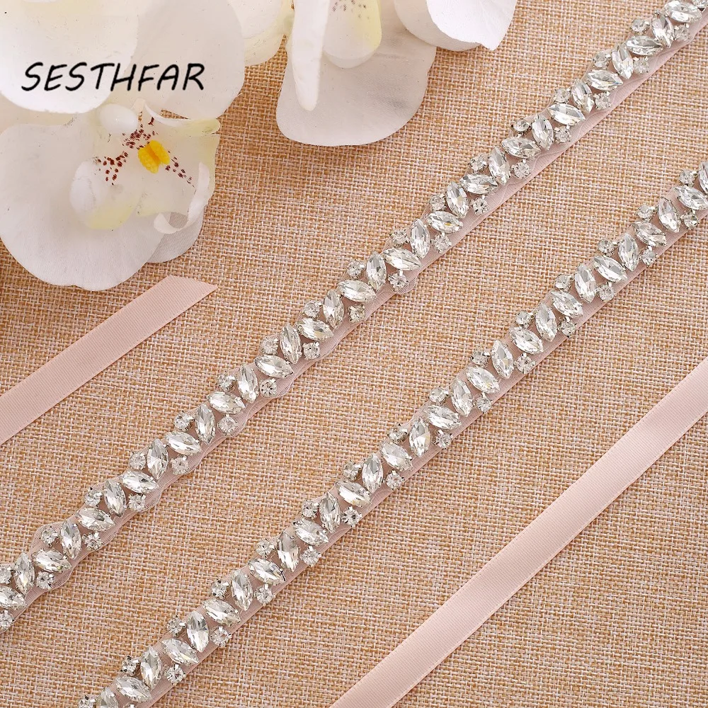 SESTHFAR Beaded Rhinestones Wedding Belt crystal belt Pearls Bridal Belt for Dress In Stock Wedding Accessories