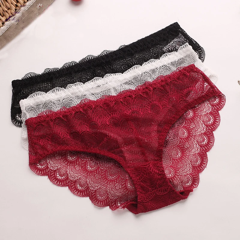 Elegant Style Panties Low Rise Cotton Lace Floral Panties Women