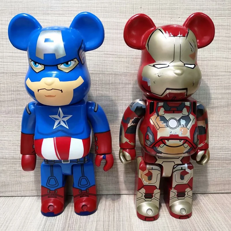 28 см 400% Bearbrick медведь@ brick фигурки Косплей супер герой Железный человек Капитан Америка ПВХ Модель Детские подарки печатные куклы