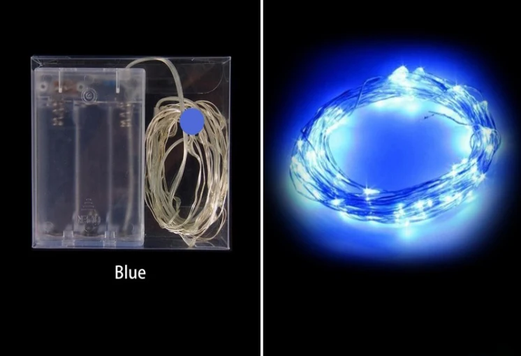 Silver wire LED string light-Blue
