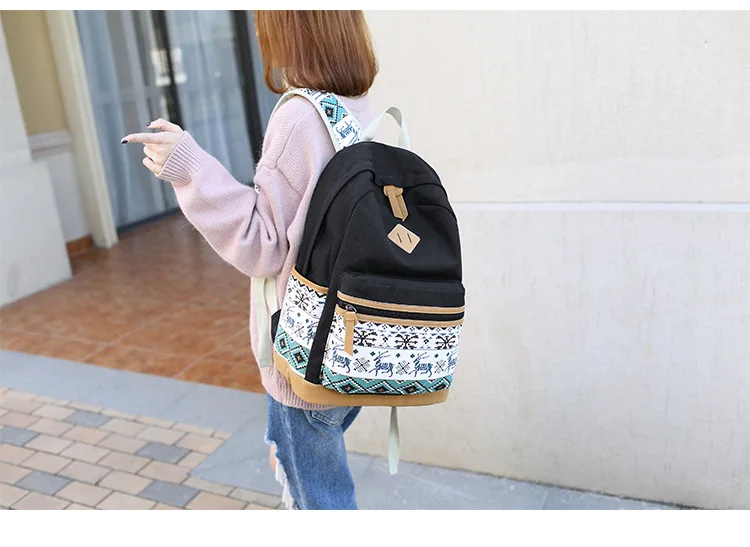 Tourya винтажная парусиновая женщины рюкзак милые школьные сумки для девочек-подростков с принтом оленя школьный ноутбук рюкзак Mochila